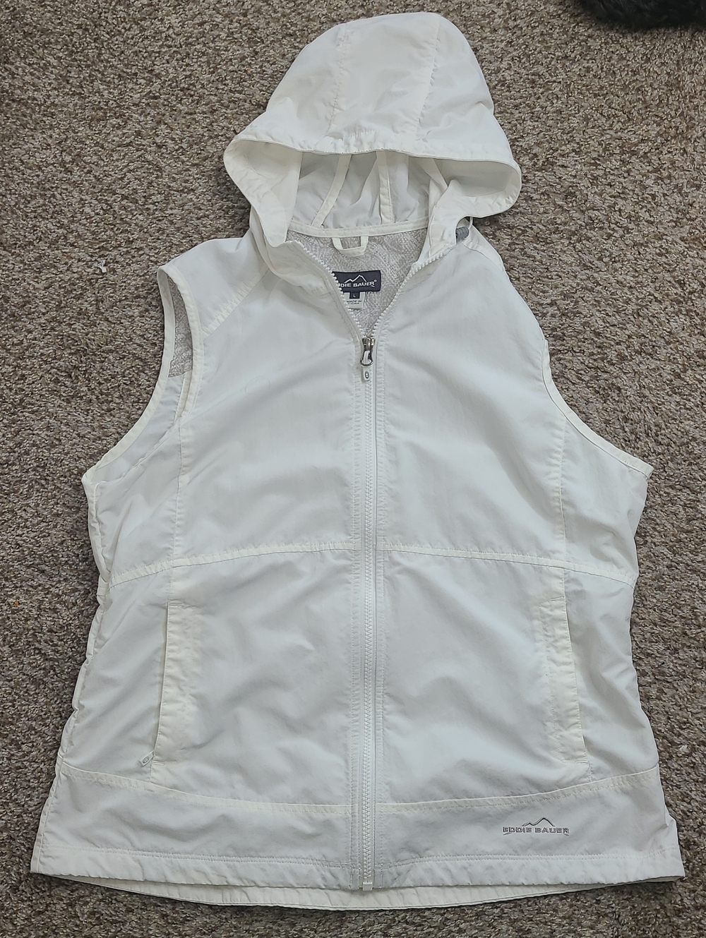 Eddie Bauer Women's White Hooded Zip Front Vest